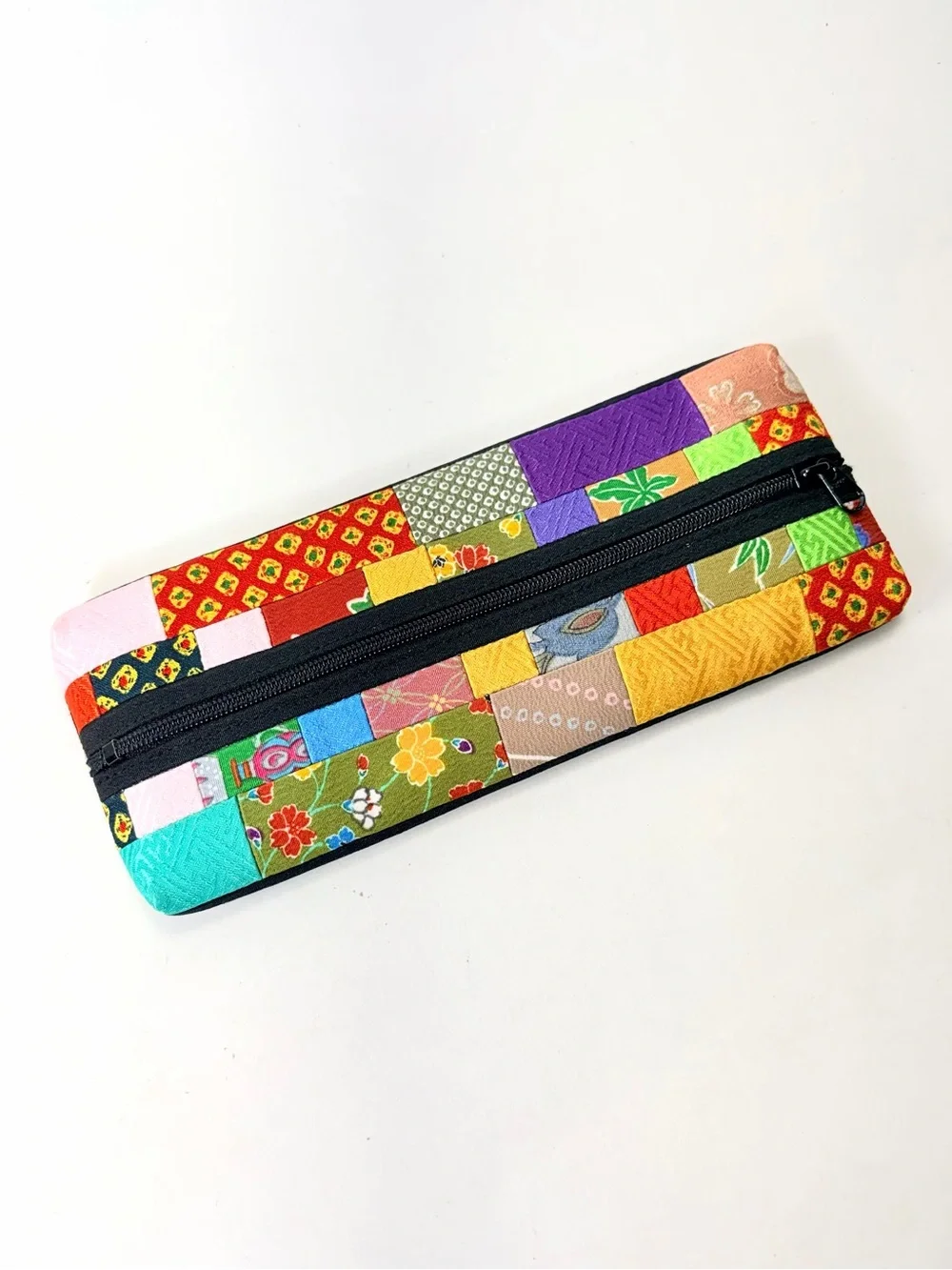Japanese Kimono Fabric Patchwork Zipper Pouch Travel Cosmetic Organizing